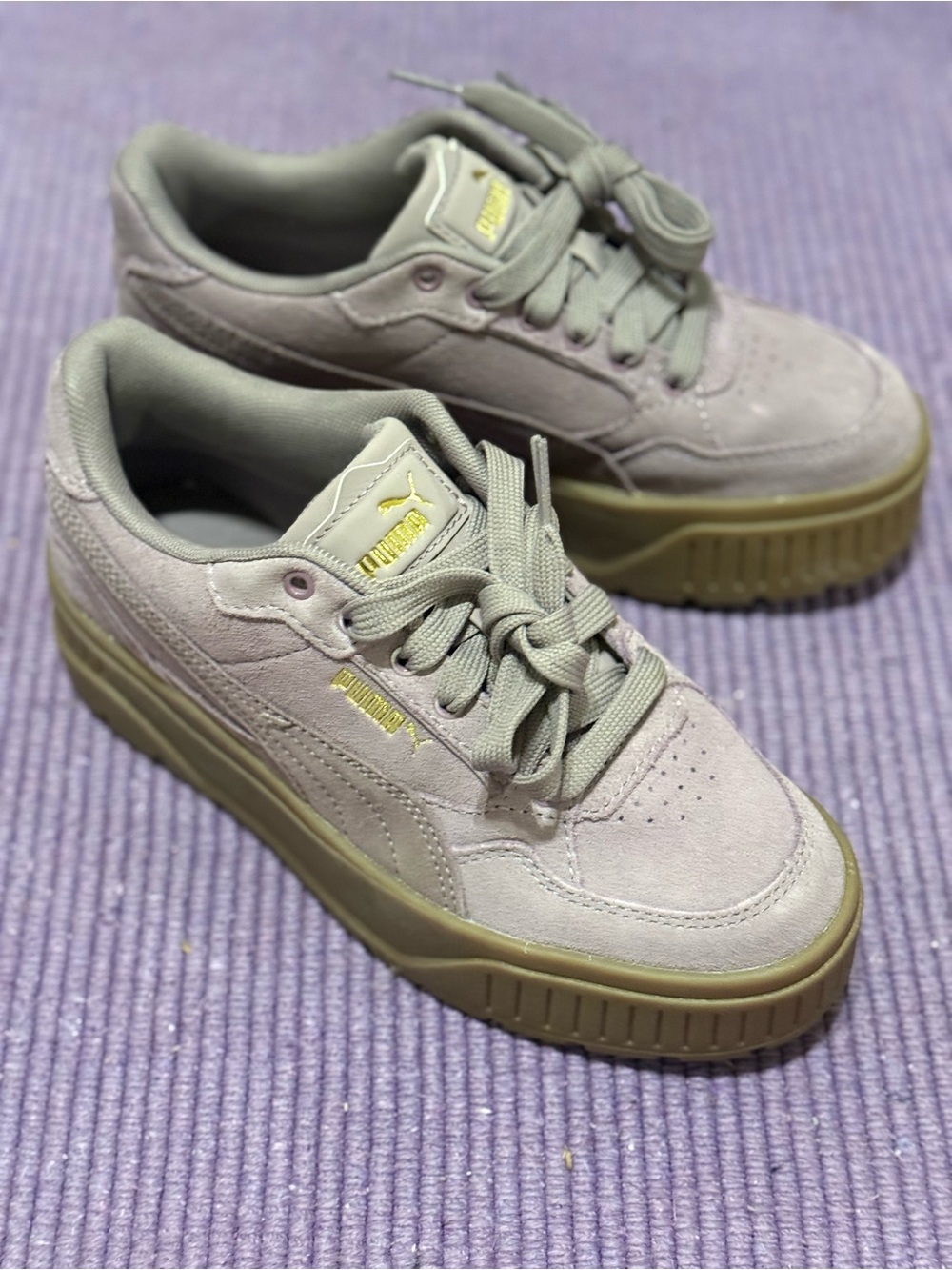 Puma Karmen II Suede Platform Sneakers - Lavender & Brown